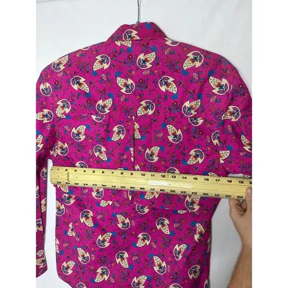 VTG Wrangler Frontier Series Women's Button Down Shirt Floral Western Pink Small - Picture 9 of 9